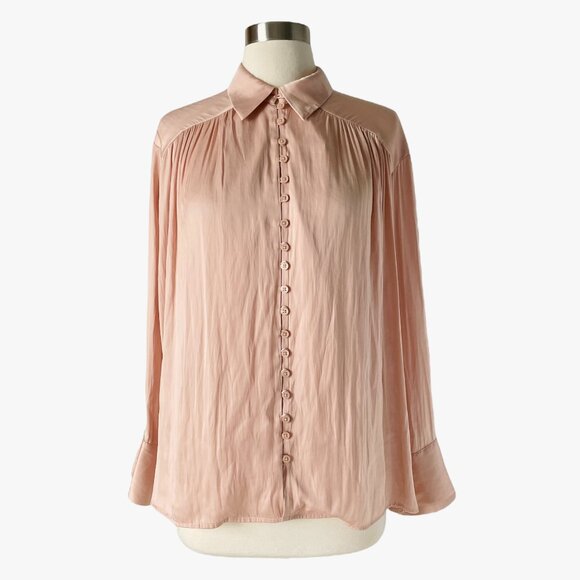 Zadig & Voltaire Trent Satin Blouse XS Blush Pink Relaxed Fit Top - Picture 2 of 9